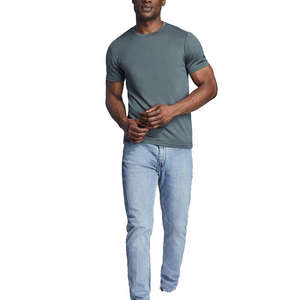 T-shirt de sport léger pour homme en spandex/polyester, séchage rapide, 120g, col rond, manches courtes, design uni, vente en gros - Product Image 3