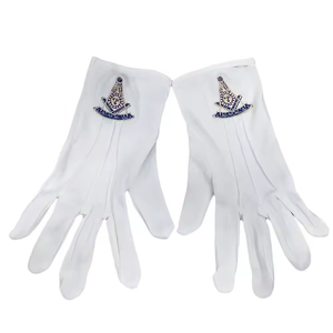 Gants maçonniques en coton blanc avec logo disponible Vente en gros de francs-maçons personnalisés Regalia brodés - Product Image 3