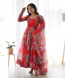 Diseñador Georgette bordado Salwar Kameez traje de encaje secuencia trabajo largo fiesta desgaste étnico prenda-precio al por mayor - Product Image 1