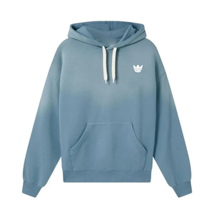 Sweat-shirt à capuche court en molleton français double couche, délavé à la pierre, lourd, 480 à 500 g/m², délavé au soleil, pour hommes, vente en gros - Product Image 5