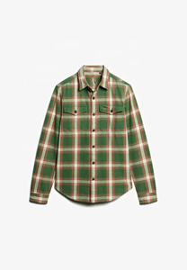 Camisa a Cuadros de Franela de Seda Personalizada para Hombre, Estilo Urbano, Desgastada, con Dobladillo Irregular y Parches - Product Image 4