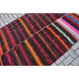 Turkish Vintage Rug, Large 4.7x10.1 ft (143x307 cm) Rug, <b>Red</b> Abstract <b>Wool</b> Rug - Product Image 5