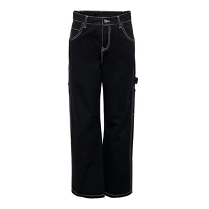 Pantalones cargo para mujer para invierno, pantalones vaqueros azules desgastados con decoración con cordones, pantalones elásticos sueltos para mujer - Product Image 1