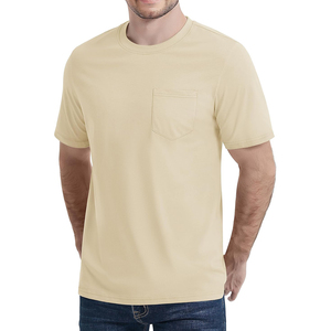 Logo personnalisé T-Shirt d'été pour hommes de haute qualité 100% coton conception OEM solide un cou Street Wear poche été tenue décontracté - Product Image 2