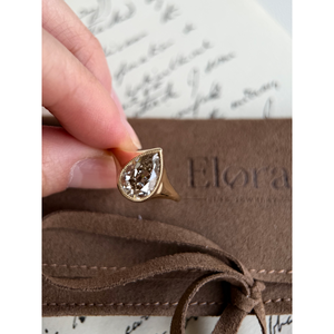 Anillo de Diamante Cultivado en Laboratorio - Corte Pera Estilo Edgy Color Champán de Mina Antigua - Product Image 6