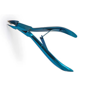 Pince à ongles en acier inoxydable Lame extrêmement tranchante Pince à cuticules pour manucure à revêtement bleu titane avec double ressort - Product Image 1