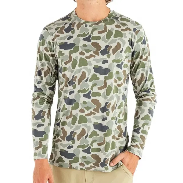 2024 usine personnalisé Camo Sublimation impression vêtements de pêche hommes léger à manches longues pêche t-shirt