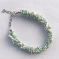 Bracelet en argent 925 avec pierres naturelles de larimar bleu non taillées, style corde torsadée, perles de pierres précieuses, bijoux d'usine, joaillerie fine 2026