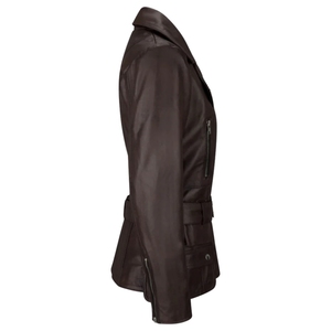 Chaqueta de Motociclista de Piel de Oveja Hecha a Medida de Primera Calidad para Mujer, 100% Genuina, Resistente al Viento, con Estampado, Acabado Elegante y Moderno - Product Image 4