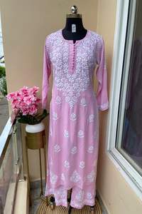 Última colección Trending Design Heavy Soft Reyon Kurti Palazo Chikankari Handwork Venta al por mayor Tarifas Venta Ropa de mujer Superventas - Product Image 6