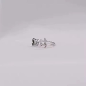 Anillo de propuesta de diseño de moda para mujer con anillo de compromiso chapado en oro sólido de 14 quilates de diamante cultivado en laboratorio de lujo verde redondo - Product Image 4