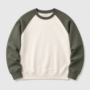 Sweat-shirt personnalisé surdimensionné à col rond et manches raglan, 400 GSM, 80% coton 20% polyester, polaire brossé respirant, color block - Product Image 2