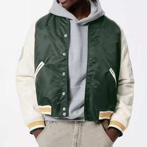 Veste universitaire personnalisée en laine, manches en cuir avec logo brodé | Vente en gros d'usine OEM ODM - Product Image 4