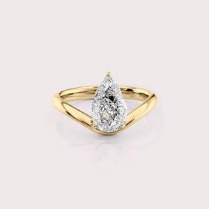 Anillo de Compromiso con Diamante Cultivado en Laboratorio con Certificación IGI, Corte Pera, Oro Amarillo/Rosa y Amarillo de 9K, Diseño Cruzado - Product Image 5