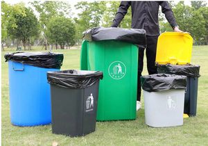 Bolsas de basura biodegradables grandes negras resistentes de alta calidad con fuelle inferior e impresión de huecograbado para uso en supermercados - Product Image 6