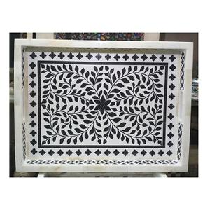 Bandeja de servicio hecha a mano con incrustaciones de hueso/incrustaciones de resina India más vendida hermosa bandeja de servicio con incrustaciones de hueso fabricante SCI - Product Image 1