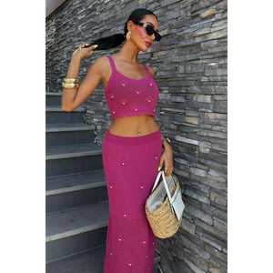 Ensemble tricoté bustier orné de perles et de fleurs 10100 Culotte de bikini respirante - Product Image 4