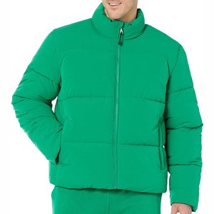 OEM Custom Men's <b>Canvas</b> Puffer <b>Jacket</b> with Stand Collar Breathable Winter Street Wear Zipper Closure Made in Pakistan - Product Image 1