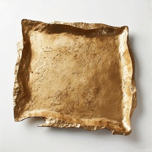 Plateau rectangulaire en aluminium fabriqué à la main avec poignées en fonte à structure solide Finition propre Bord en velours Design de luxe pour l'hôtesse - Product Image 2