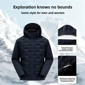 Veste d'hiver matelassée pour homme de haute qualité, col montant en toile, imperméable, séchage rapide, logo frontal - Product Image 5