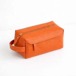 Manufacturer Custom High Quality Luxury Genuine Leather Zipper Waterproof Eco-Friendly Small Cosmetic <b>Wash</b> Makeup <b>for</b> - Product Image 6