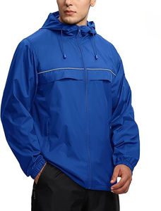 Veste coupe-vent de sport de plein air pour homme, avec logo personnalisé, capuche, streetwear, nylon, polyester, imperméable, course à pied - Product Image 2