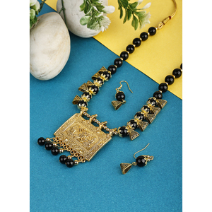 Perles carrées en onyx noir avec finition oxydée - Product Image 1
