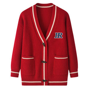 <b>Men's</b> Winter/Autumn Varsity <b>Cardigan</b> Sweater with Embroidery Custom Letter Design Full Sleeve V-Neck Breathable Anti-Wrinkle - Product Image 4