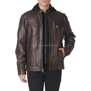 Veste de mode en cuir véritable à fermeture éclair personnalisée pour hommes de bonne qualité à des tarifs de gros Veste en cuir de couleur personnalisée pour hommes - Product Image 1