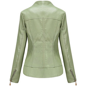 2025 Women's Custom <b>Leather</b> Winter Solid Fashion <b>Jackets</b> Breathable Canvas Fabric Knitted Processing Hot Sale - Product Image 2