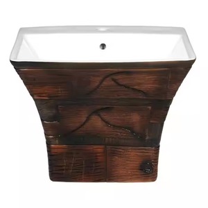 Cuvette de toilette en céramique monobloc de style européen, housse de siège souple à effet bois, réservoir dissimulé, sanitaires pour toilettes - Product Image 4