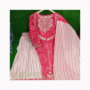 Noir jais 3 pièces indien ethnique coton porter attrayant fête haut court jupe ensemble belle soie haussement d'épaules prêt à l'emploi Salwar Kameez - Product Image 5