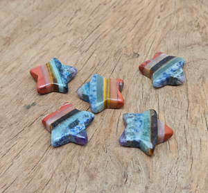 Étoile plate en pierres précieuses collées à 7 chakras de qualité supérieure 2024 pour la guérison de la méditation Reiki en vrac - Product Image 4