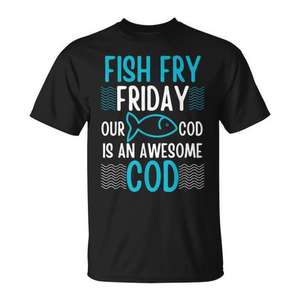 Viernes de Pescado: Camiseta Promocional de la Temporada de Cuaresma Católica con la Frase 'Cod Awesome'. Nuestro Cod es Increíble'. - Product Image 1