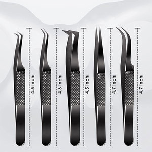 Pince à épiler d'extension de cils en acier inoxydable allemand de haute qualité à pointe dorée en différentes couleurs Design personnalisable - Product Image 4
