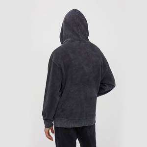 Veste de travail tendance en denim délavé avec doublure, veste de travail vintage délavée à capuche, fermeture éclair, lavage à l'acide, sweat-shirt thermique pour homme - Product Image 2