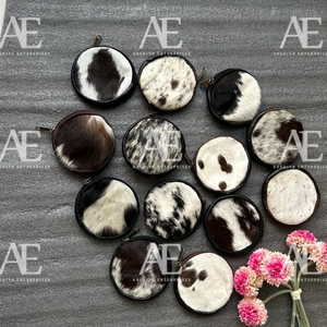 กระเป๋าหนังใส่เหรียญทำจากหนังขนสัตว์แท้ทรงกลมมีช่องใส่บัตรเครดิตกระเป๋าสตางค์ทรงกลมขนาดเล็กน่ารักทันสมัยแบบตะวันตก - Product Image 1