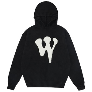 Pull de rue ample pour hommes OEM Pull à capuche tricoté Logo personnalisé brodé en tissu polaire Nouveau design Col à capuche - Product Image 1