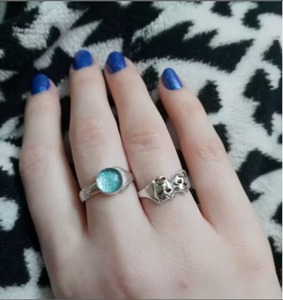 Silver Plated Brass Aqua Blue <b>Stone</b> <b>Ring</b> Round Cabochon Vintage Dainty Adjustable Statement Jewelry Wholesale Women Girls - Product Image 6