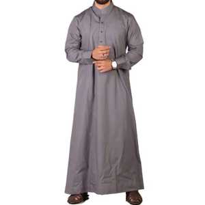 Vente directe d'usine à manches longues ourlet régulier longueur de plancher élégant coton Dishdasha mâle rue mode islamique musulman Thobe Robes - Product Image 1