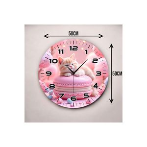 50cm rose chat couleur impression motif Animal silencieux Table horloge murale décor de Table et numéro cadeau - Product Image 5