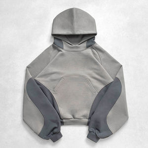 Nueva venta al por mayor de ropa de calle personalizada de alto peso 100% algodón sudaderas con capucha de gran tamaño Casual para hombre Colorblock Hooded Pullover - Product Image 1