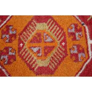 Alfombra Turca Vintage Pequeña de 1.6x2.8 pies, Alfombra Roja con Puntos Naranja - Product Image 5