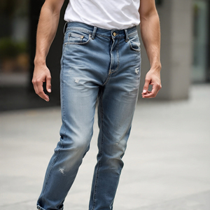 กางเกงยีนส์ผู้ชายย้อนยุคซักกรดกางเกงผ้ายีนส์ใส่สบาย - Product Image 5