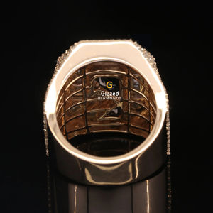 Nouveau Incroyable Entièrement Glacé Personnaliser "L" Lettre Initiale Hip Hop Anneau Rond Brillant & Baguette VVs Diamants 925 Sterling Silver - Product Image 6