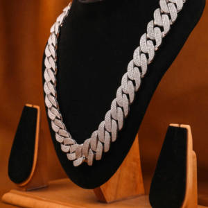 Chaîne à maillons cubains en argent sterling 925 de luxe pour hommes, style Hip Hop, bijoux de corps Chian en diamant entièrement glacé avec coupe Moissinatie - Product Image 2