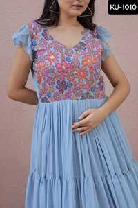 Colección de Vestidos de Diseñador Listos para Usar, en Tela de Georgette Sintética con Estampado Floral Enriquecido, para Festivales, Vestido Indio - Product Image 6