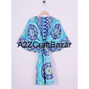 Vestido Midi Kaftan Estampado de Algodón para Mujer, Estilo Bohemio, Floral, para Playa, Verano, Informal, Ajustado, Ligero y Cómodo - Product Image 5