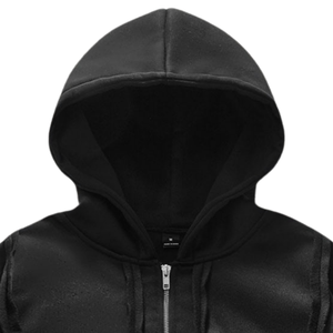 Men <b>Black</b> Full <b>Zip</b> High Quality <b>Hoodie</b> Jacket Soft Fleece Lining Long Sleeve Casual Streetwear Breathable Warm Winter Outerwear - Product Image 3