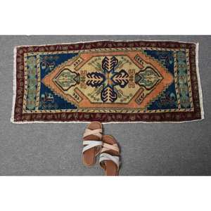 Large 1.7 X 3.6ft Bohemian Beige <b>Black</b> Wool <b>Rug</b> Classic Turkish Style Patchwork Pattern Latex Backing for <b>Bedroom</b> Hallway <b>Rug</b> - Product Image 5